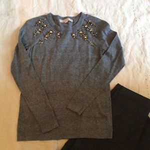 Loft Jeweled Grey Sweater Size XSP